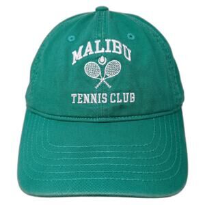 Malibu Tennis Club Slideback Baseball Cap Green One Size Adjustable Mighty Fine